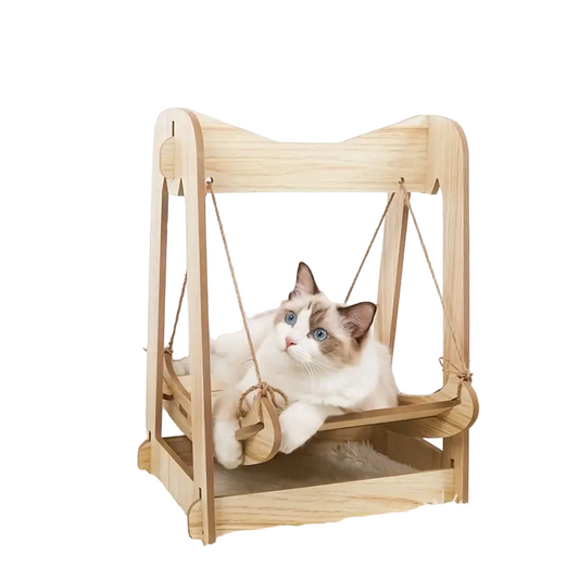 Wooden Rocking Bed Cat Furniture - Double Layer Cat Hammock-0